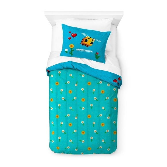 **new in Box** Minecraft Bees Knees Kids 2 piece Twin/Full Reversible Comforter - Picture 2 of 6